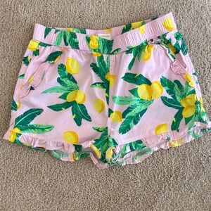 Crewcuts Pink Lemon Print High Waist Shorts